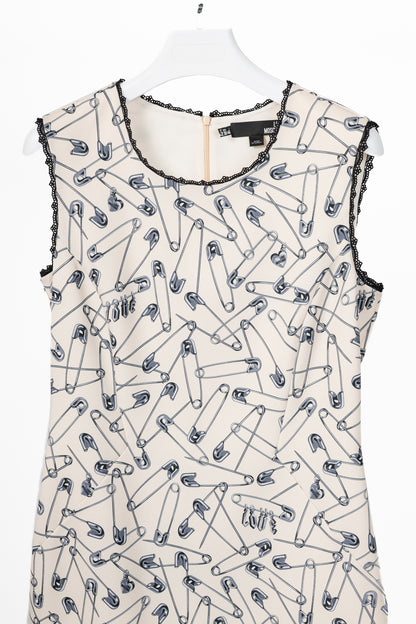 Love Moschino Cream Safety-Pin-Print Sheath Dress