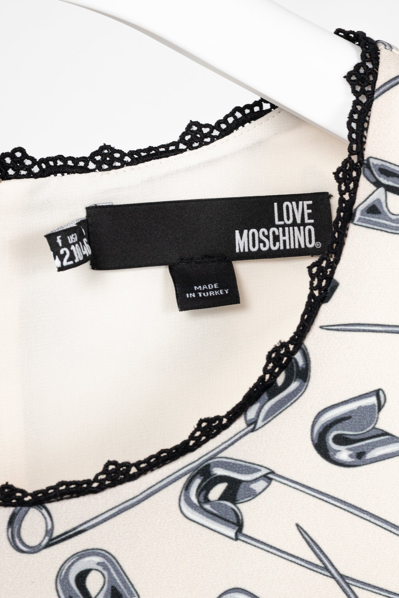 Love Moschino Cream Safety-Pin-Print Sheath Dress