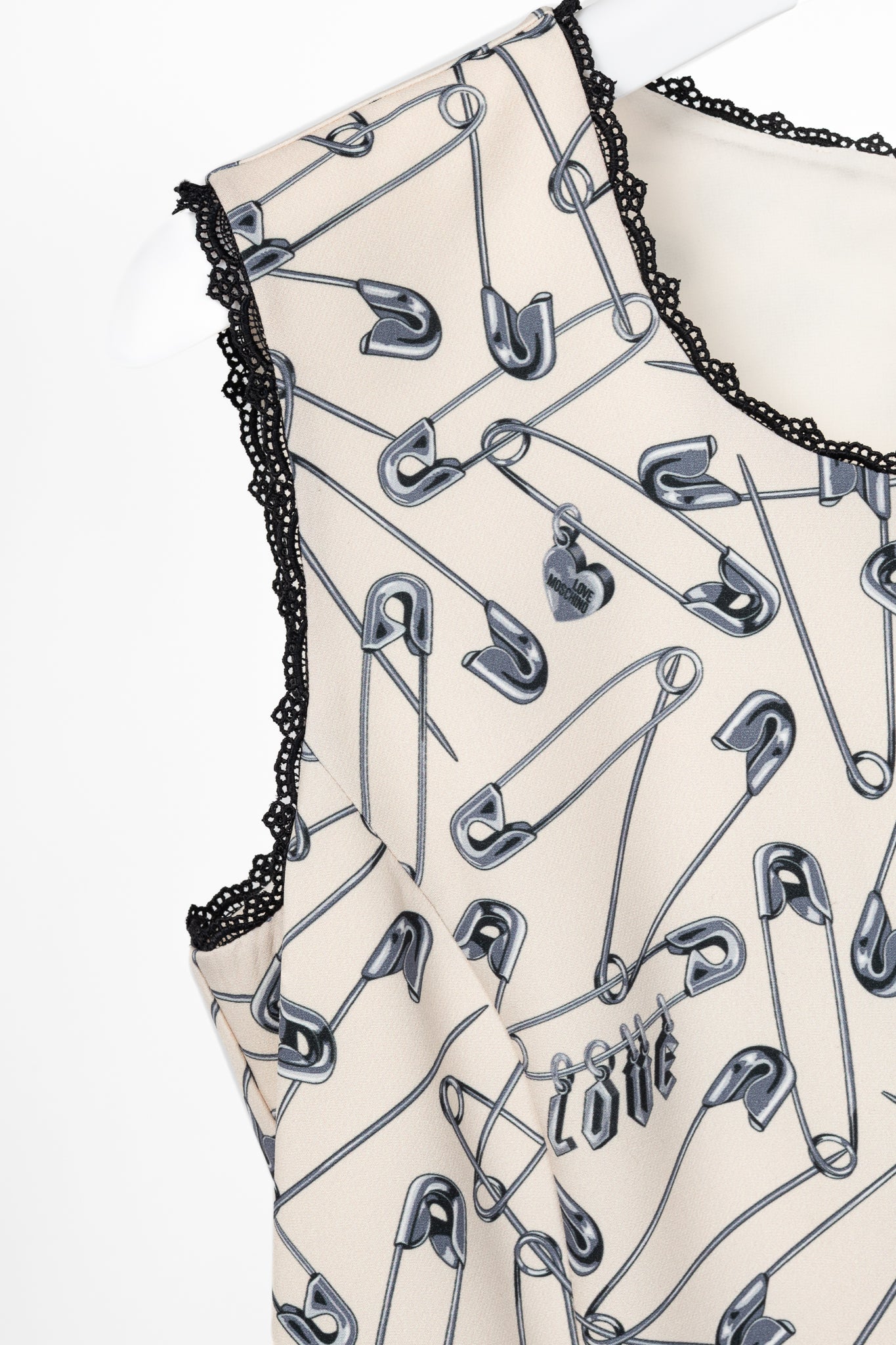 Love Moschino Cream Safety-Pin-Print Sheath Dress