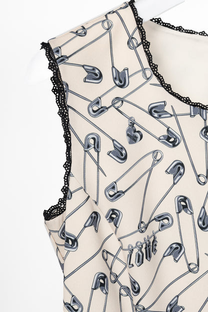 Love Moschino Cream Safety-Pin-Print Sheath Dress