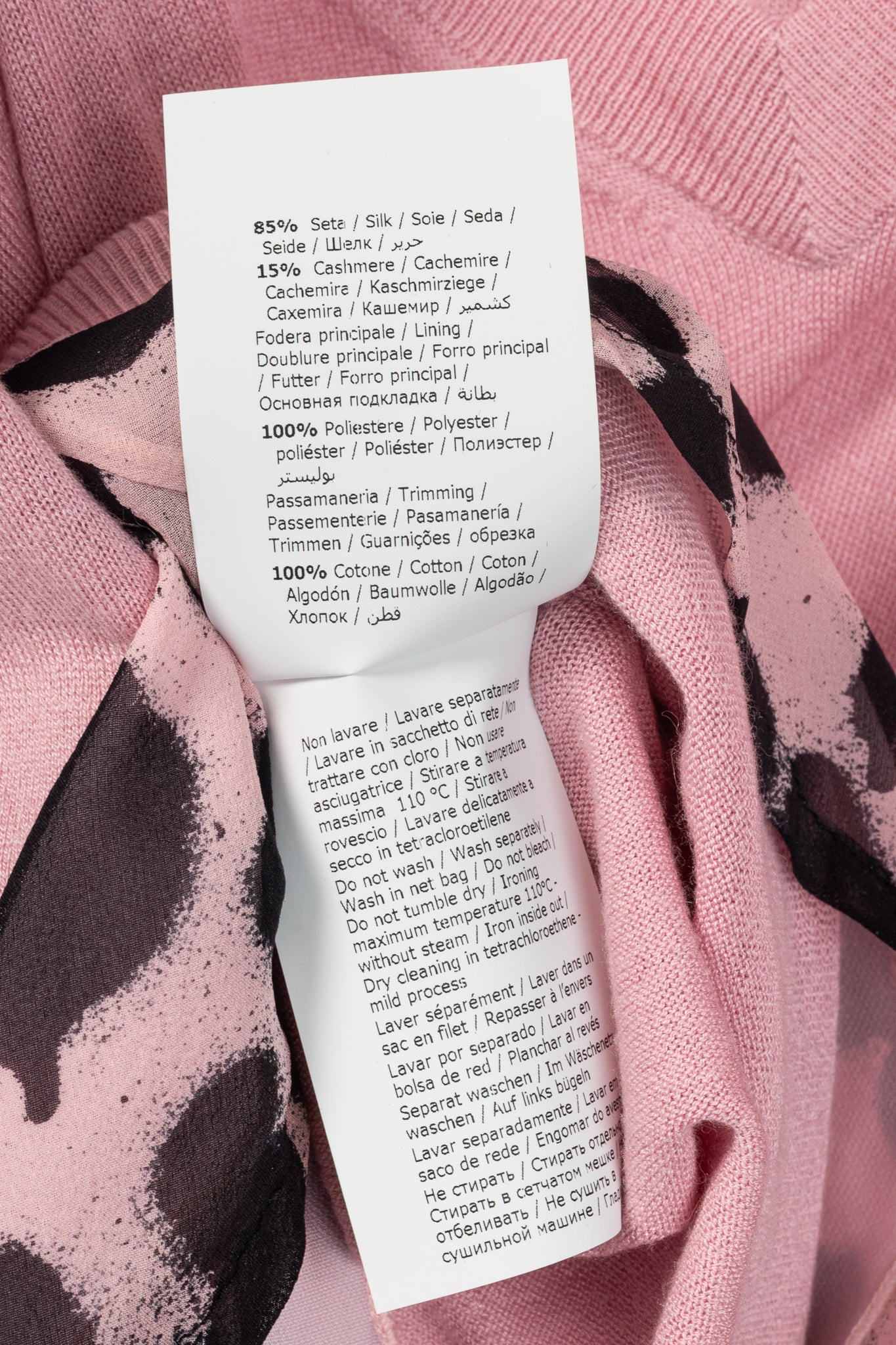 Boutique Moschino Pink Silk Leopard-Trim Sweater