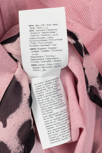 Boutique Moschino Pink Silk Leopard-Trim Sweater