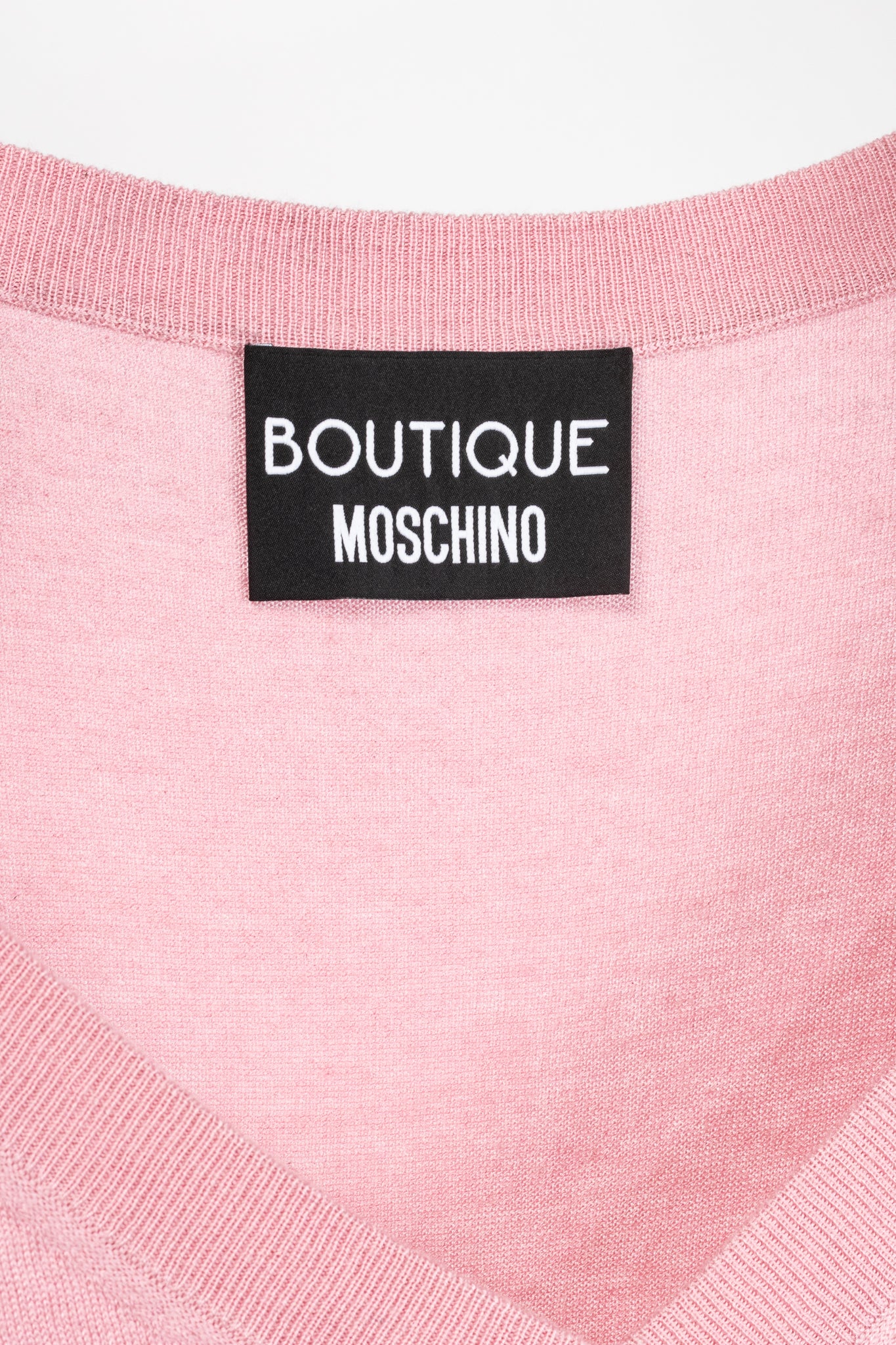 Boutique Moschino Pink Silk Leopard-Trim Sweater
