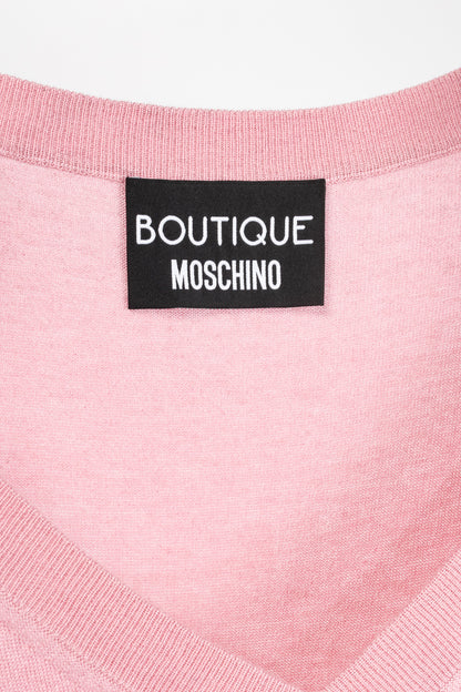 Boutique Moschino Pink Silk Leopard-Trim Sweater