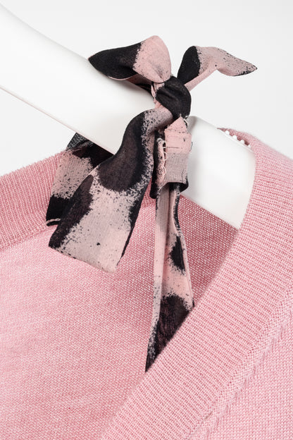 Boutique Moschino Pink Silk Leopard-Trim Sweater