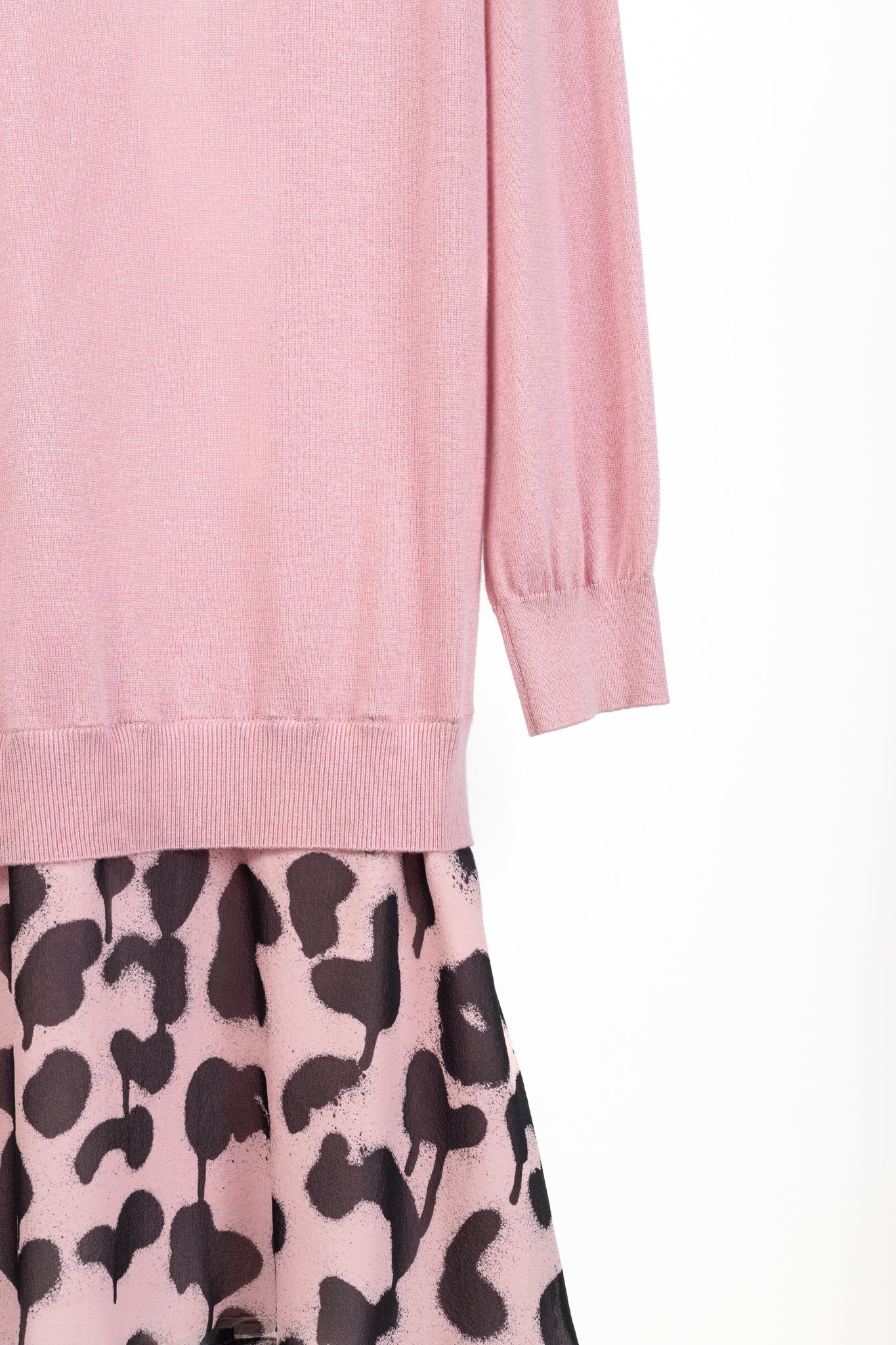 Boutique Moschino Pink Silk Leopard-Trim Sweater