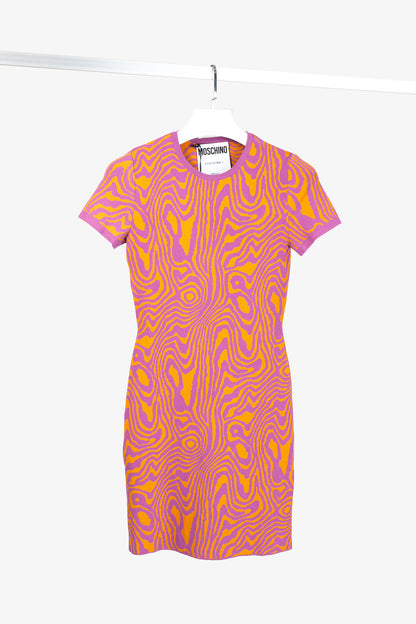 Moschino PF/22 Pink & Orange Fantasy Print Orange Moiré Effect Minidress