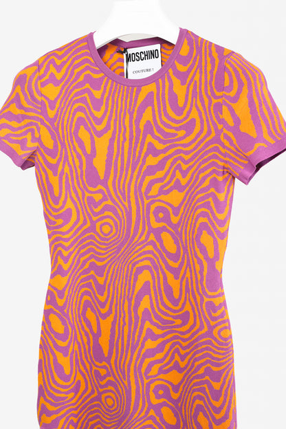 Moschino PF/22 Pink & Orange Fantasy Print Orange Moiré Effect Minidress