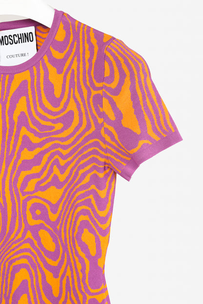 Moschino PF/22 Pink & Orange Fantasy Print Orange Moiré Effect Minidress