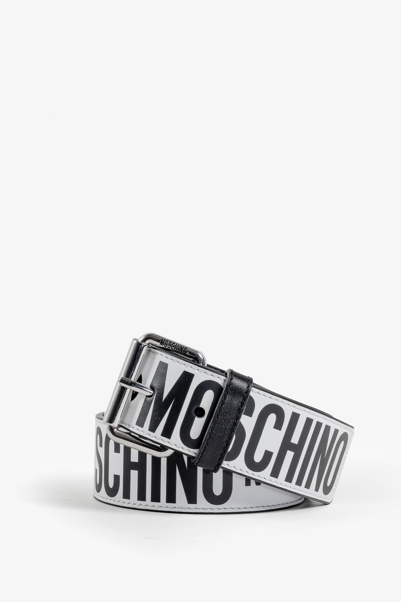 Moschino Black and White Leather Belt