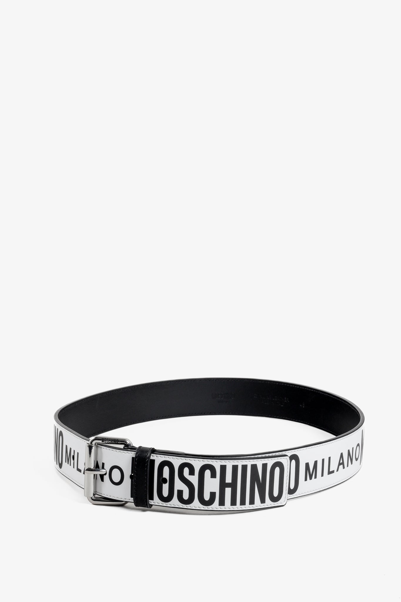 Moschino Black and White Leather Belt