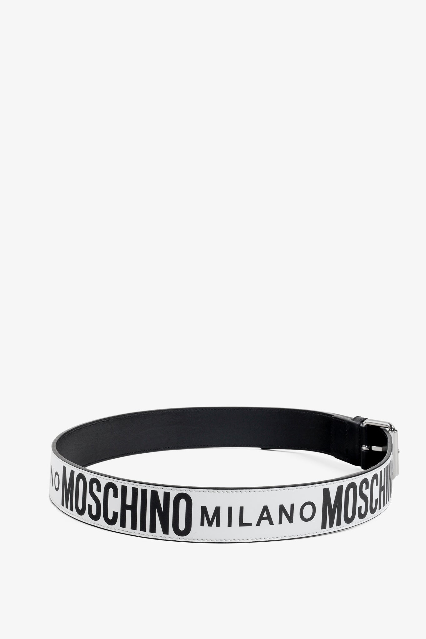 Moschino Black and White Leather Belt