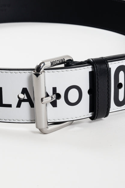 Moschino Black and White Leather Belt