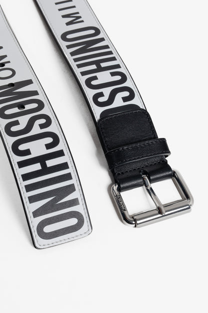 Moschino Black and White Leather Belt