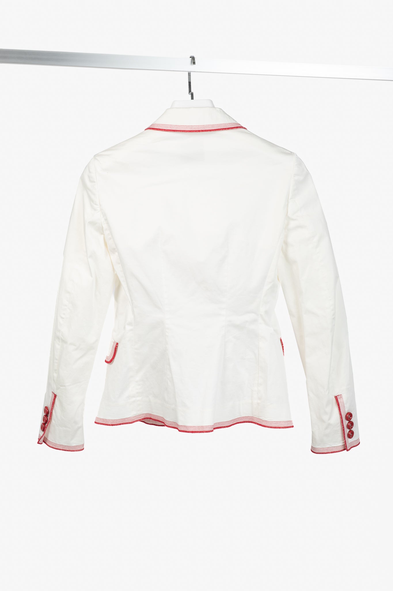Moschino Cheap and Chic White Cotton Red-Embroidered Blazer