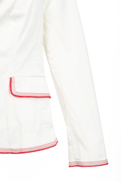 Moschino Cheap and Chic White Cotton Red-Embroidered Blazer