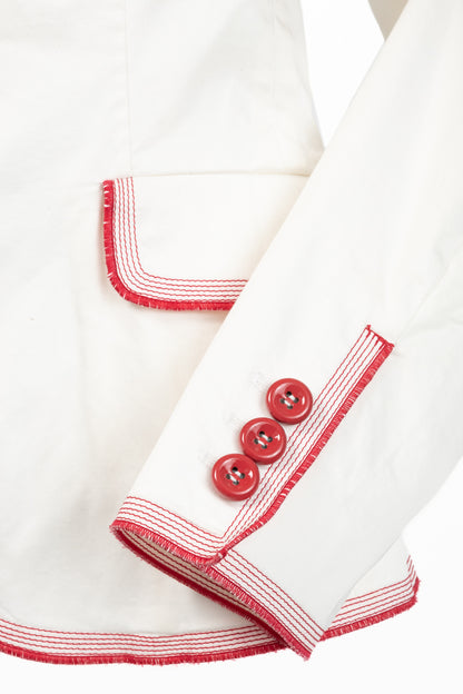 Moschino Cheap and Chic White Cotton Red-Embroidered Blazer