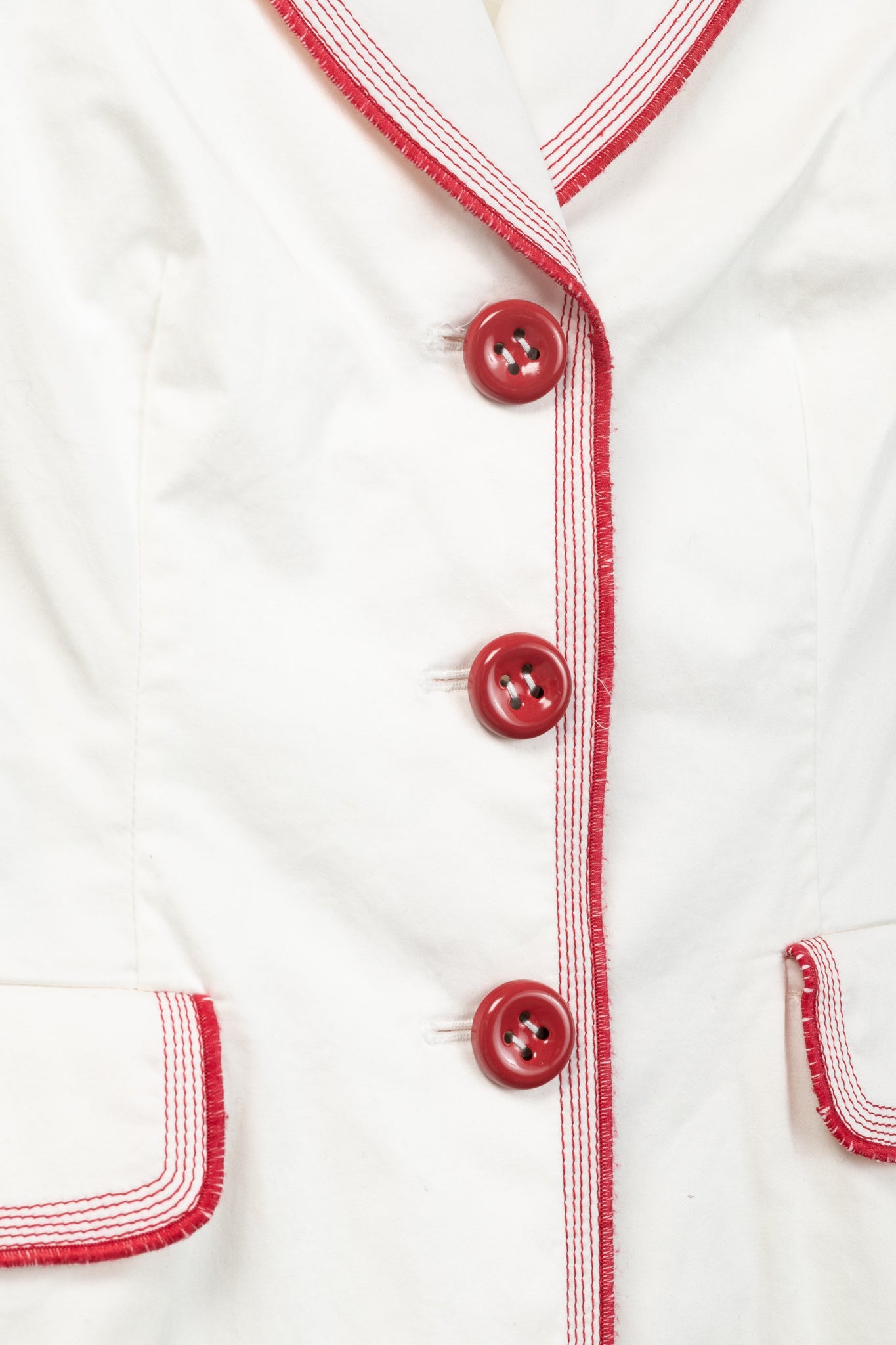 Moschino Cheap and Chic White Cotton Red-Embroidered Blazer