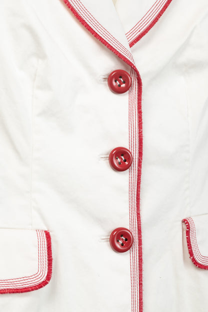 Moschino Cheap and Chic White Cotton Red-Embroidered Blazer