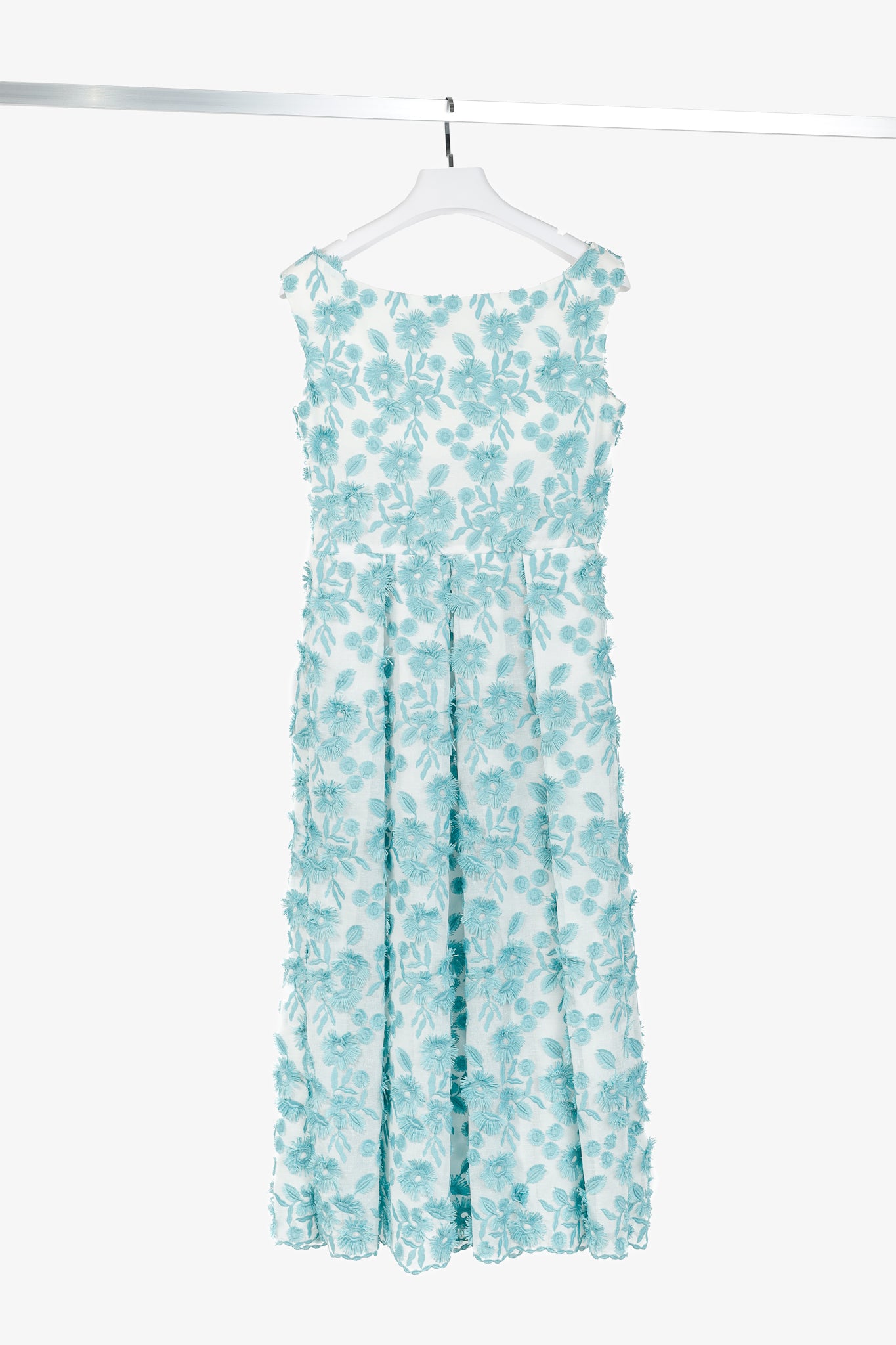 Boutique Moschino White & Blue Floral-Embroidered Maxi Dress