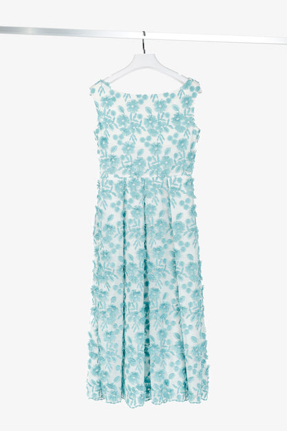 Boutique Moschino White & Blue Floral-Embroidered Maxi Dress
