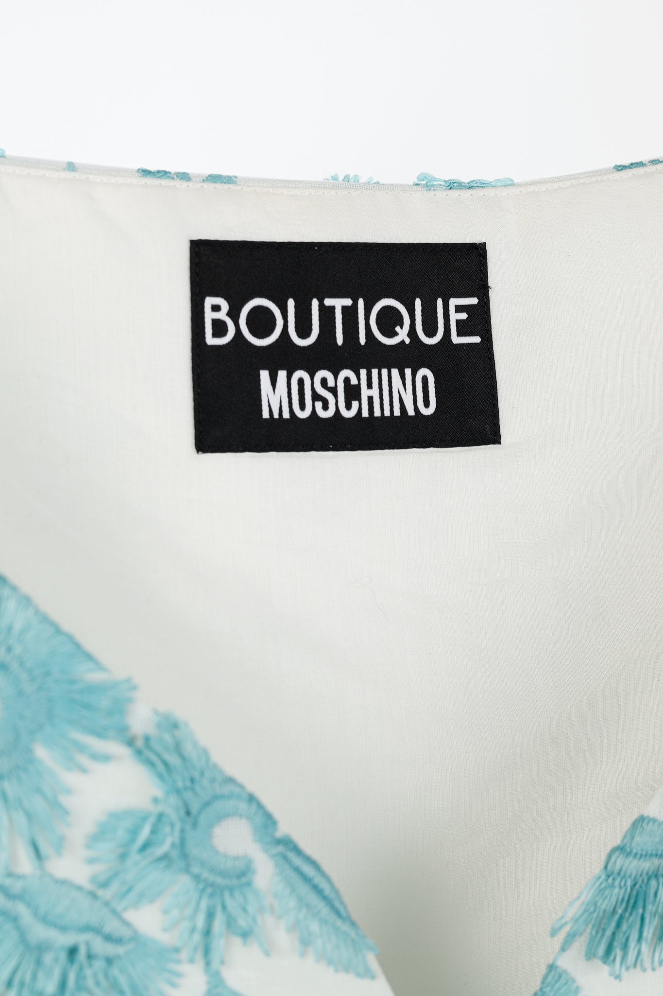 Boutique Moschino White & Blue Floral-Embroidered Maxi Dress
