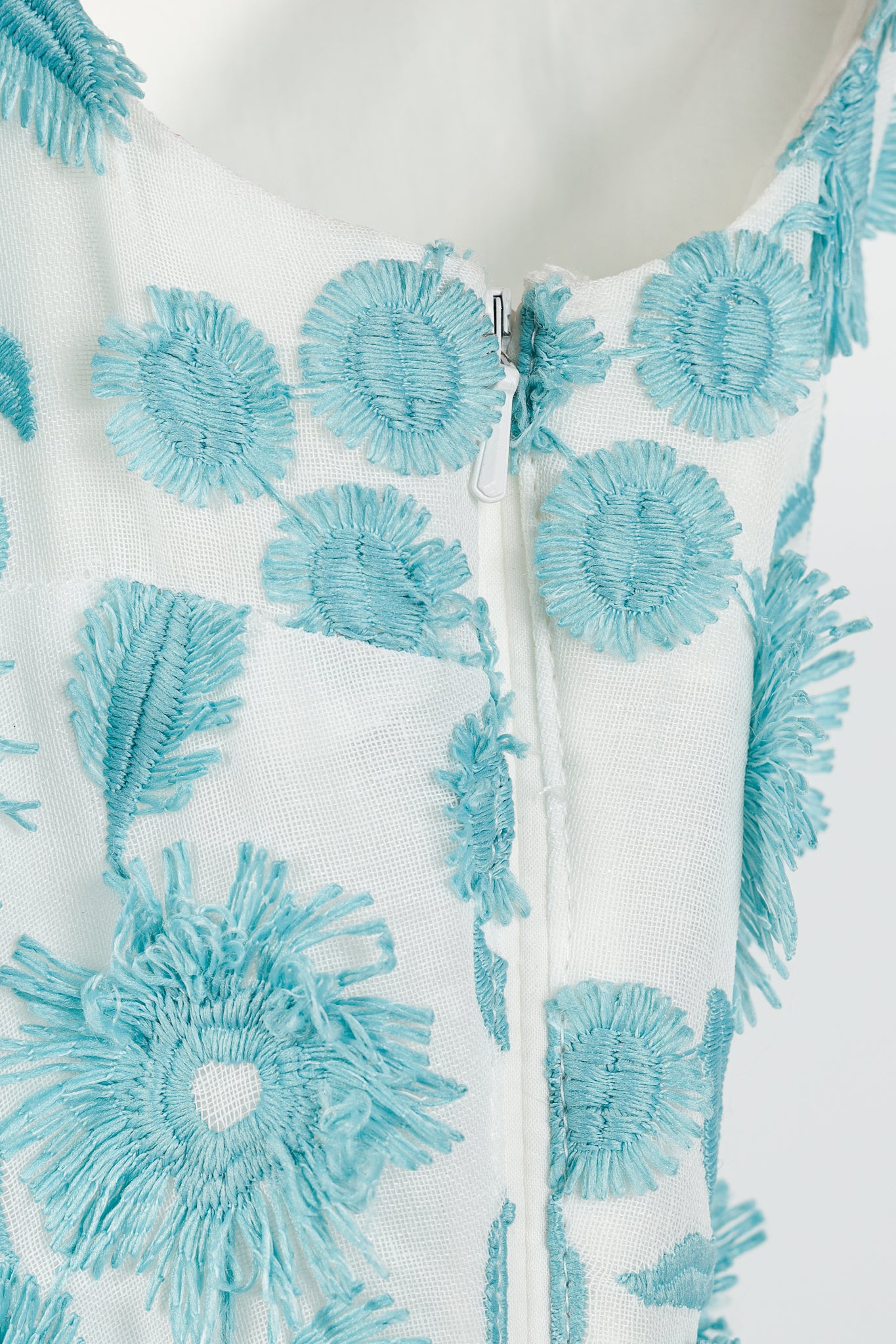 Boutique Moschino White & Blue Floral-Embroidered Maxi Dress