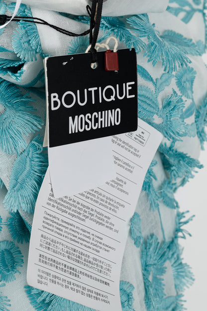 Boutique Moschino White & Blue Floral-Embroidered Maxi Dress