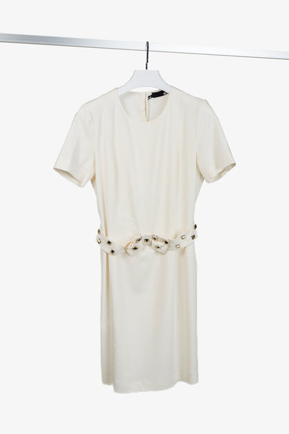 Love Moschino Cream Studded-Bow Mini Dress