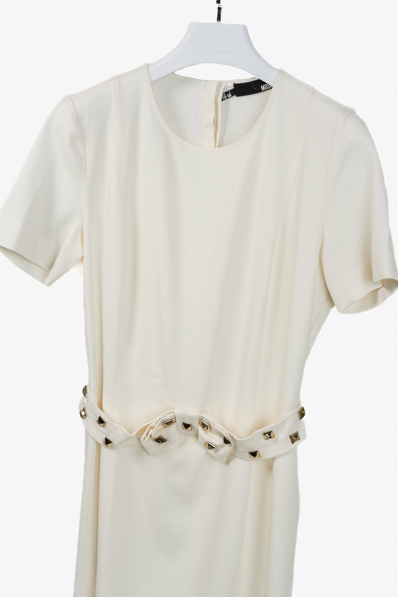 Love Moschino Cream Studded-Bow Mini Dress