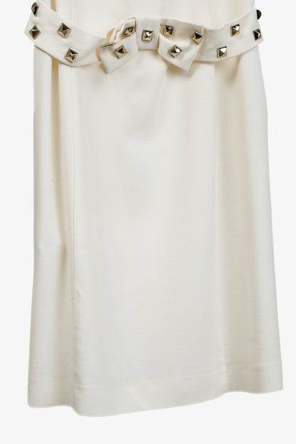 Love Moschino Cream Studded-Bow Mini Dress