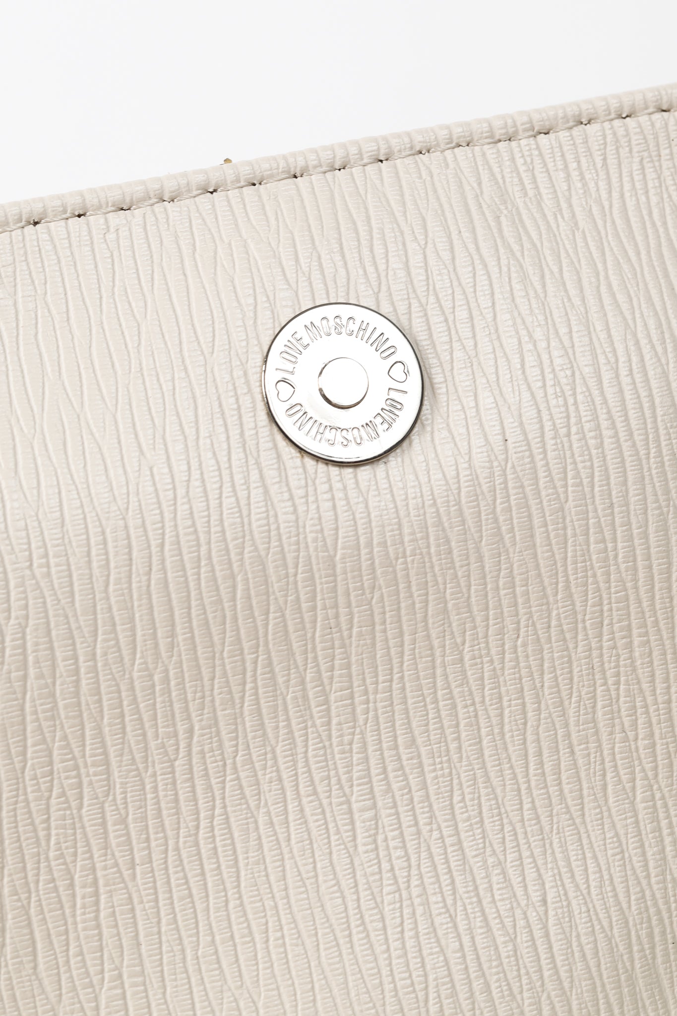 Love Moschino Cream Vegan-Leather Heart-Logo Shoulder Bag