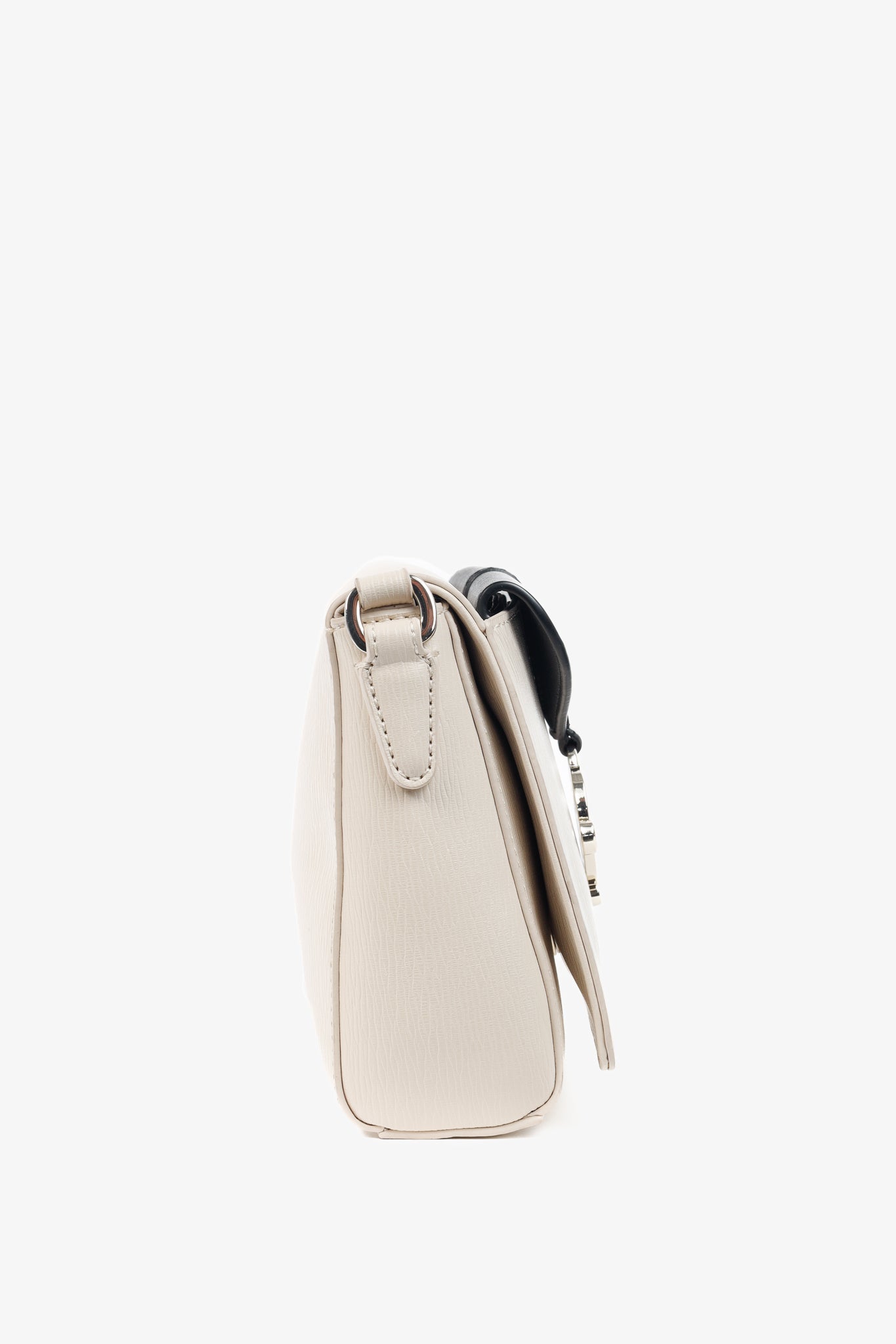 Love Moschino Cream Vegan-Leather Heart-Logo Shoulder Bag