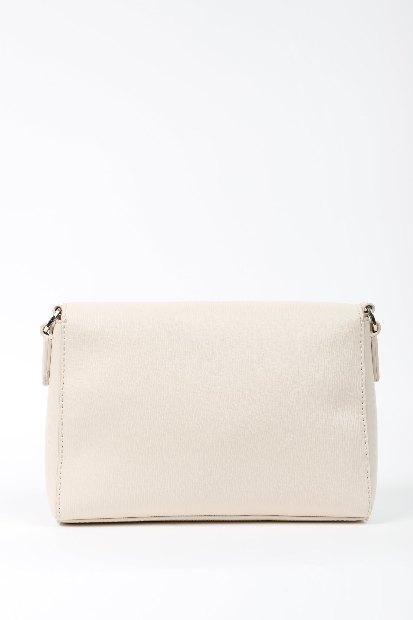 Love Moschino Cream Vegan-Leather Heart-Logo Shoulder Bag