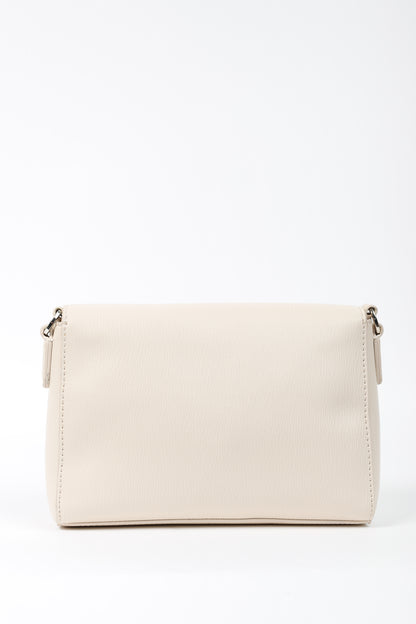Love Moschino Cream Vegan-Leather Heart-Logo Shoulder Bag