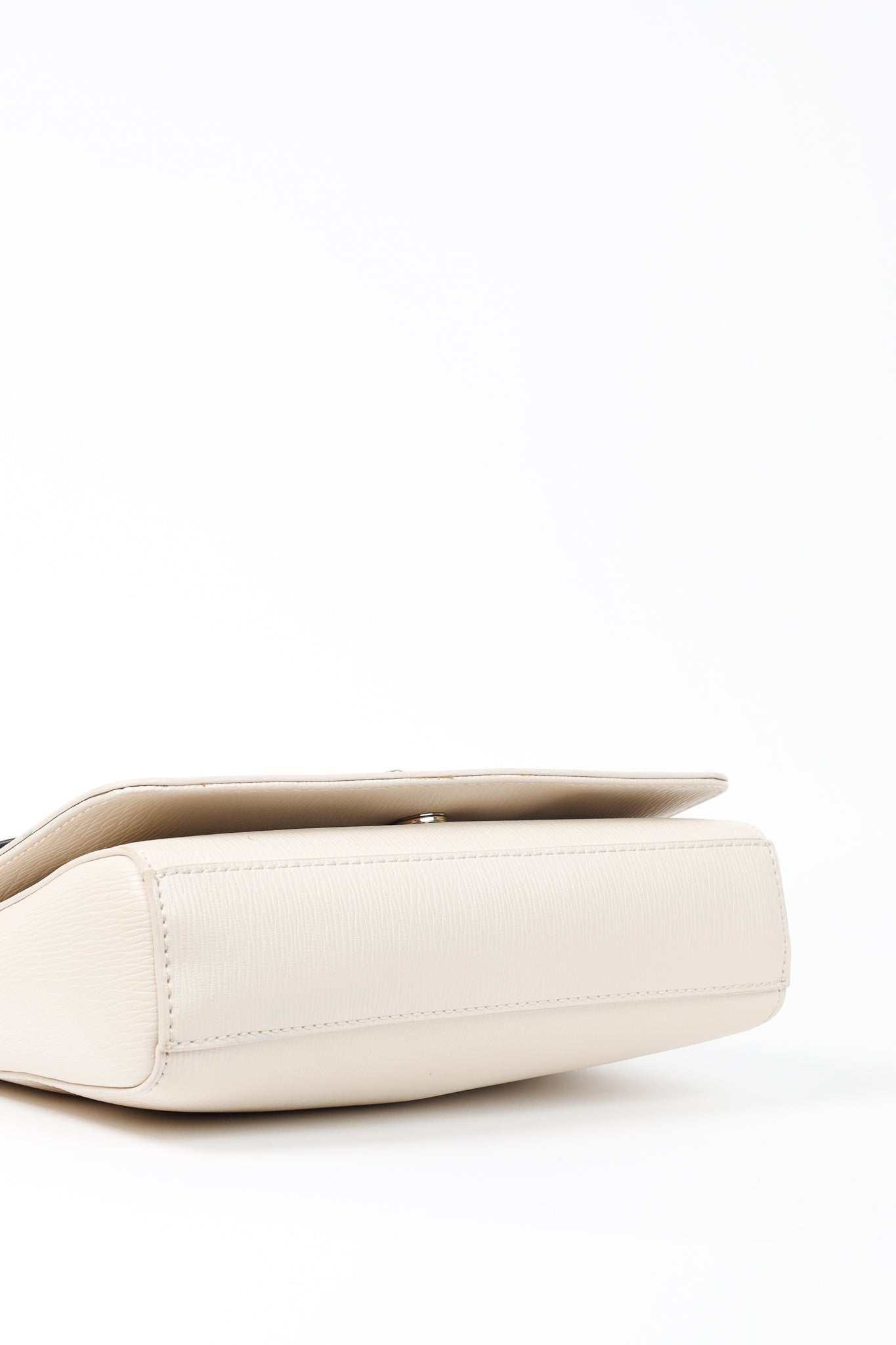 Love Moschino Cream Vegan-Leather Heart-Logo Shoulder Bag