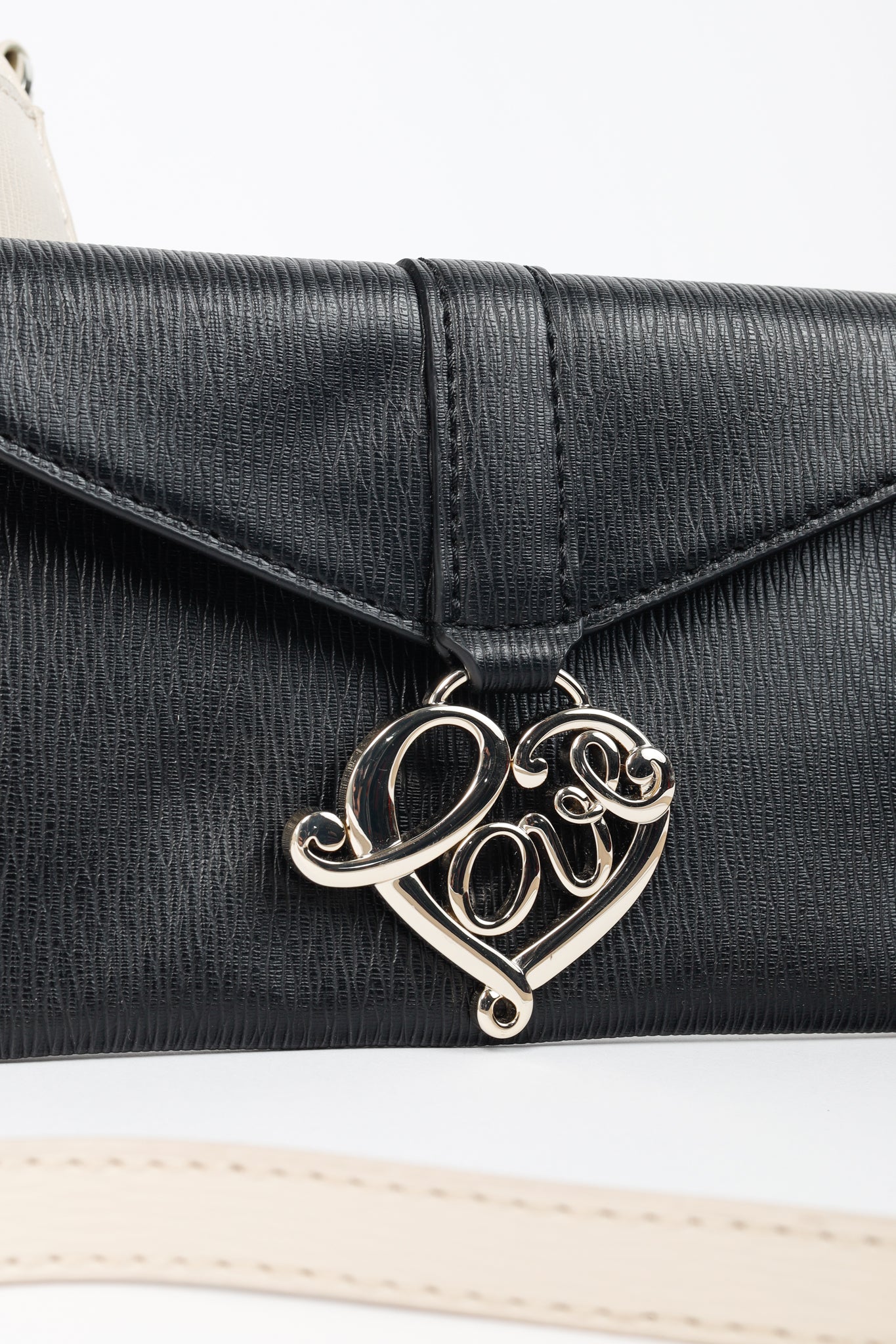 Love Moschino Cream Vegan-Leather Heart-Logo Shoulder Bag