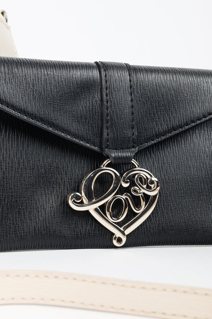 Love Moschino Cream Vegan-Leather Heart-Logo Shoulder Bag