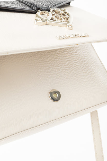 Love Moschino Cream Vegan-Leather Heart-Logo Shoulder Bag