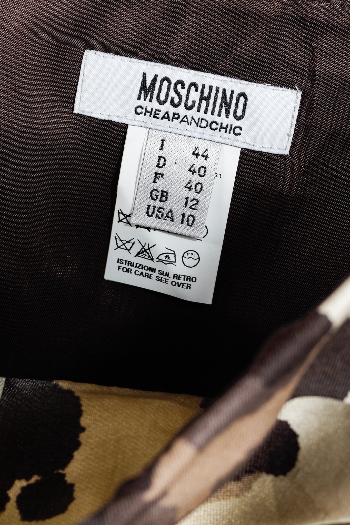 Moschino Cheap and Chic Taupe Leopard Silk & Cotton Empire-Waist Dress