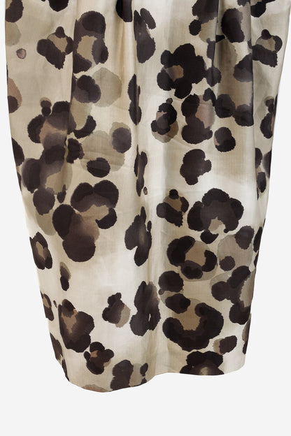 Moschino Cheap and Chic Taupe Leopard Silk & Cotton Empire-Waist Dress