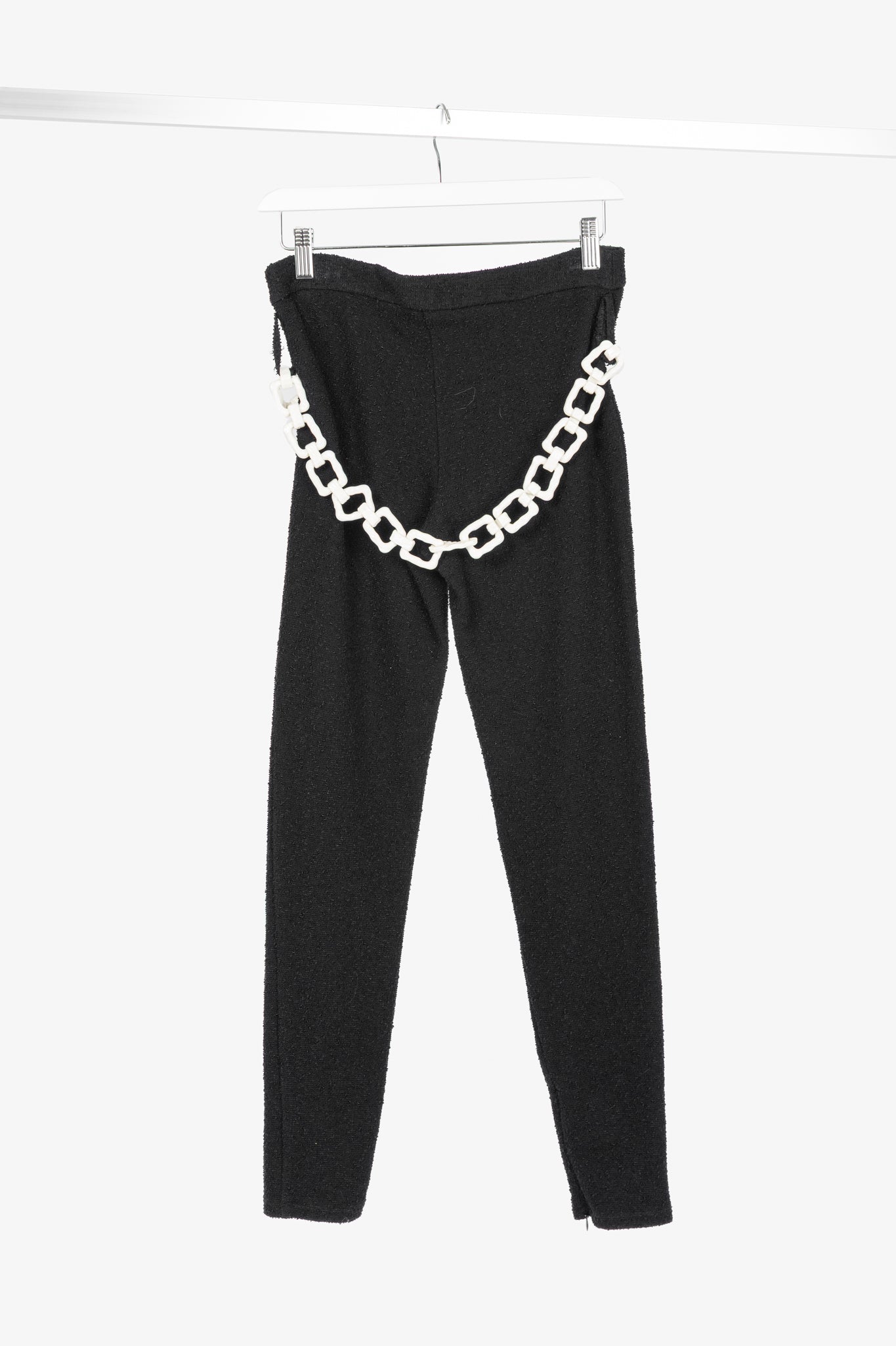 Moschino Cheap and Chic Black Boucle-Knit Chain-Belt Skinny Pants