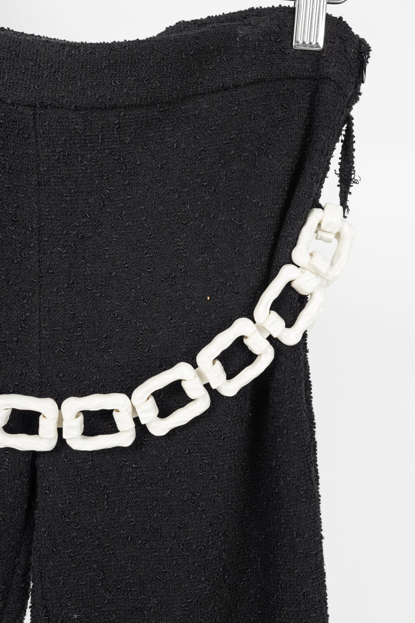 Moschino Cheap and Chic Black Boucle-Knit Chain-Belt Skinny Pants