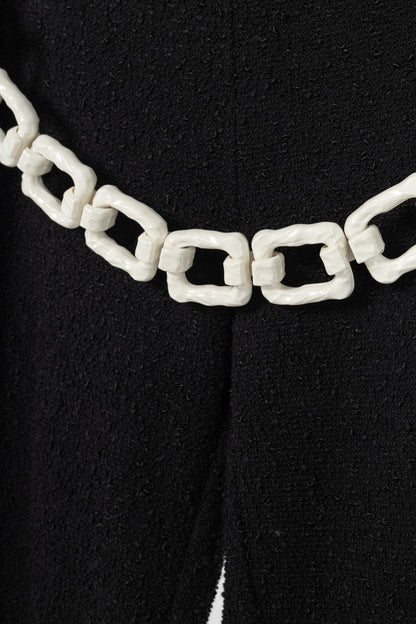 Moschino Cheap and Chic Black Boucle-Knit Chain-Belt Skinny Pants