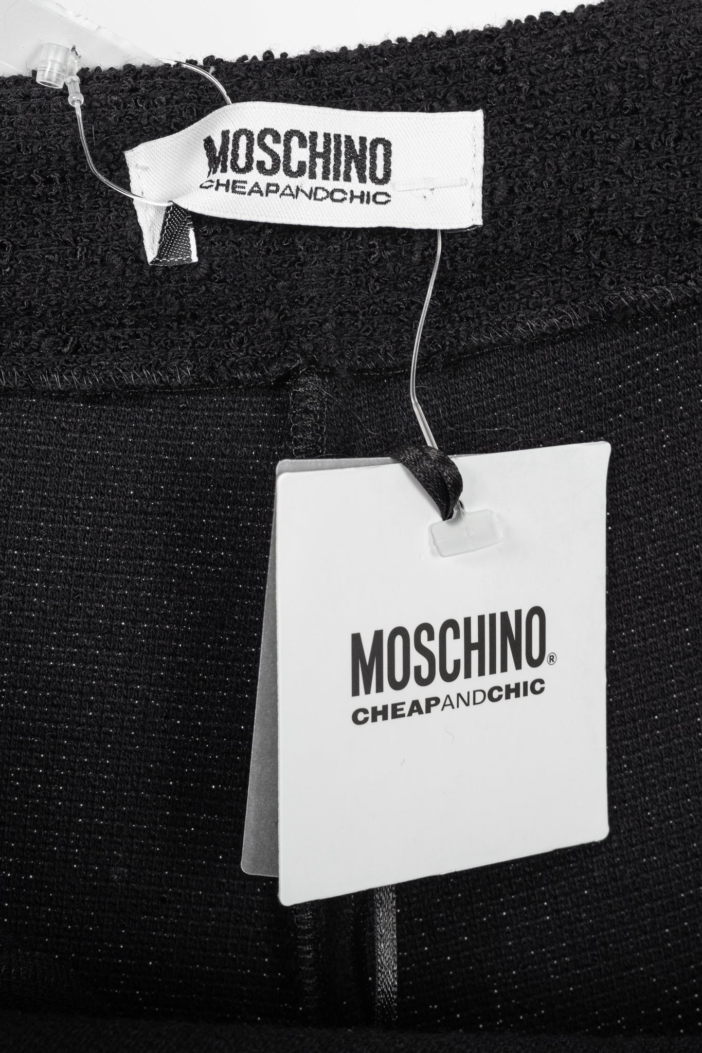 Moschino Cheap and Chic Black Boucle-Knit Chain-Belt Skinny Pants