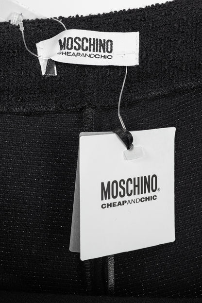 Moschino Cheap and Chic Black Boucle-Knit Chain-Belt Skinny Pants