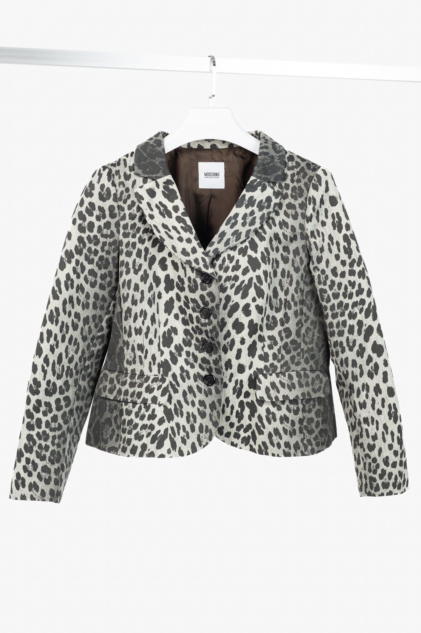 Moschino Cheap and Chic Grey Cotton Leopard Blazer