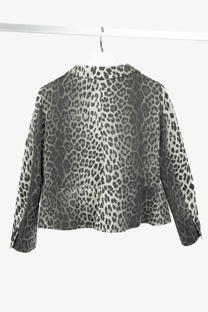 Moschino Cheap and Chic Grey Cotton Leopard Blazer