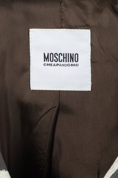 Moschino Cheap and Chic Grey Cotton Leopard Blazer