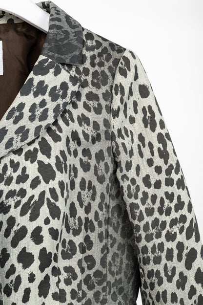 Moschino Cheap and Chic Grey Cotton Leopard Blazer